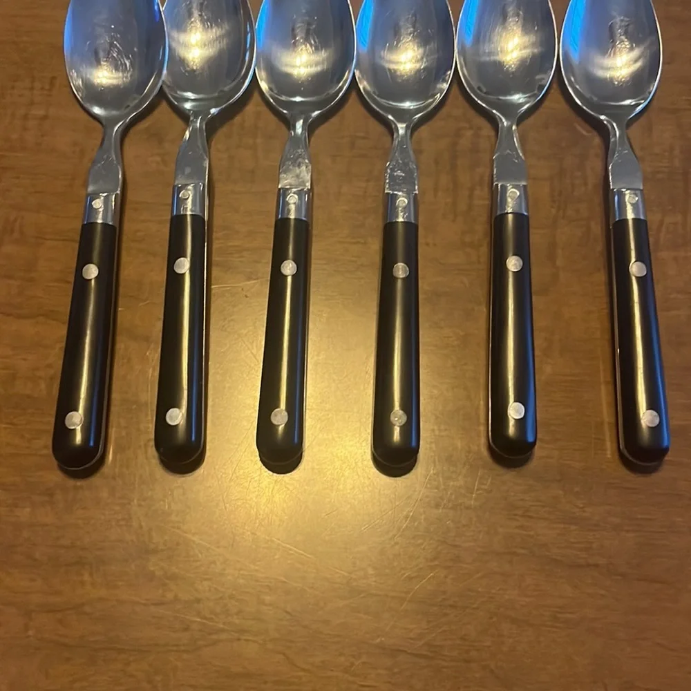 Washington‎ Forge Mardi Gras Black Stainless Soup Spoon 6 Silverware flatware